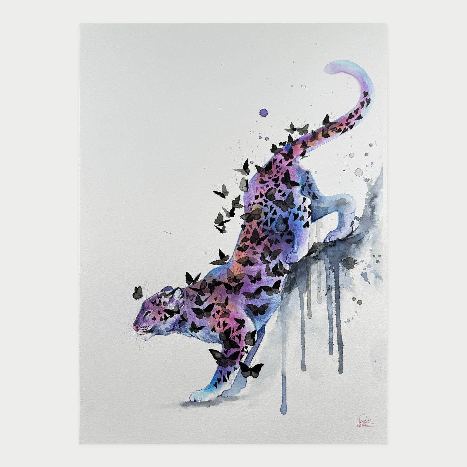 Black Butterflies Leopard by Lora Zombie