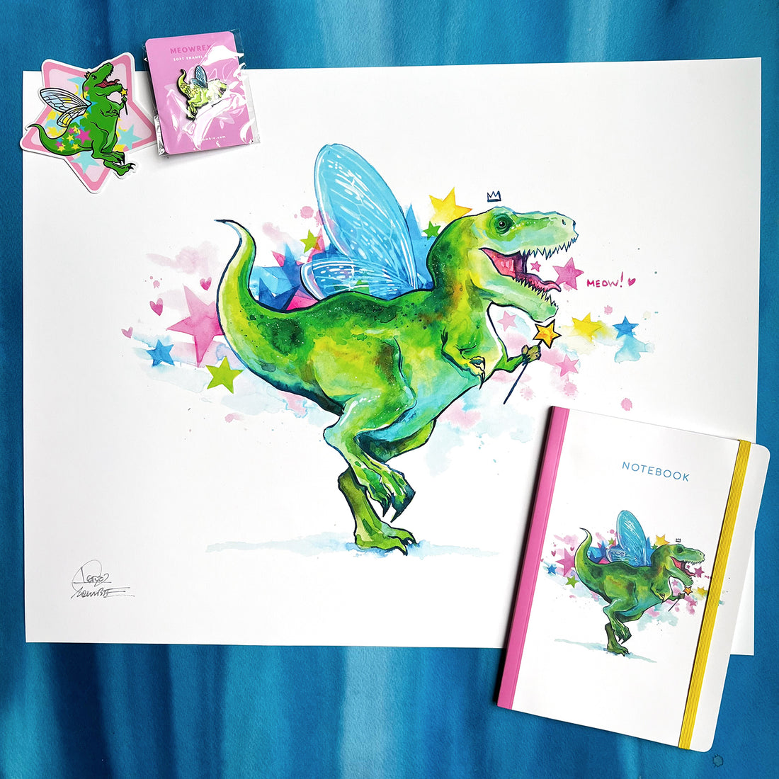 Meow-Rex Signed Art Pack